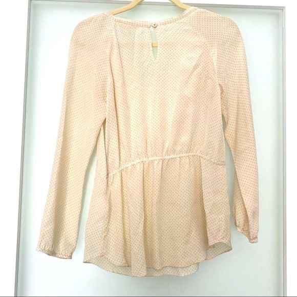 Rebecca Taylor cream ivory silk blouse ruffle pink dot size 2 - Picture 4 of 10